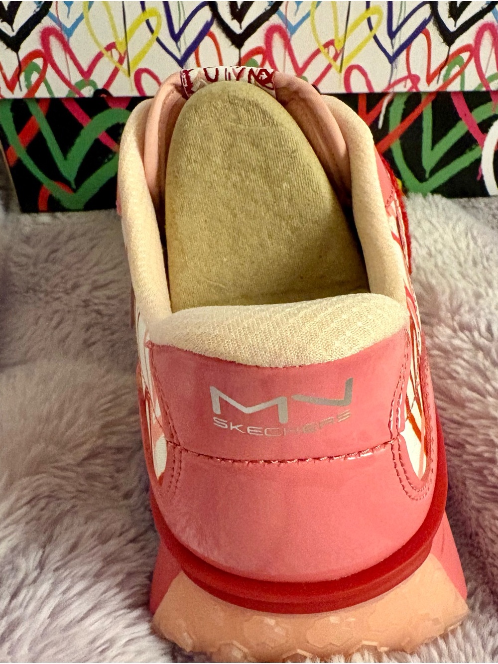 NWT Skechers Pink & Red Graffiti Platform Sneakers - Picture 4 of 7